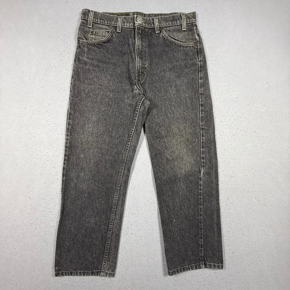 Levis Mens Regular Fit Straight Leg Orange Tab Black Wash Denim Jeans 34x32